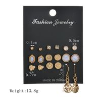 New Fashion Retro Turquoise Earrings Love Rhinestone 9 Pairs Of Earrings Set main image 4