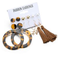New Fashion Retro Tassel Large Circle Acrylic Earrings 6 Pairs Suit Wholesale main image 3