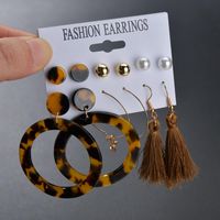 New Fashion Retro Tassel Large Circle Acrylic Earrings 6 Pairs Suit Wholesale main image 4