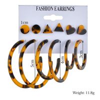 New Leopard Large C-shaped Earrings Triangle Peach Heart Geometric Stud Earrings Set For Women Wholesale main image 3
