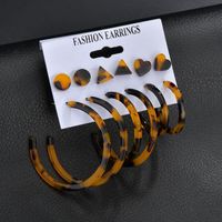 New Leopard Large C-shaped Earrings Triangle Peach Heart Geometric Stud Earrings Set For Women Wholesale main image 5