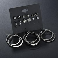 New Fashion Silver 9 Pairs / Set Of Earrings Circle Earrings Set For Women Wholesale main image 3
