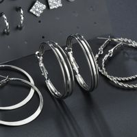 New Fashion Silver 9 Pairs / Set Of Earrings Circle Earrings Set For Women Wholesale main image 4