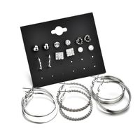 New Fashion Silver 9 Pairs / Set Of Earrings Circle Earrings Set For Women Wholesale main image 5