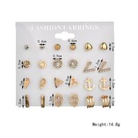 New Fashion Love V-shaped Crystal Diamond Frosted Ball 12 Pairs Of Earrings Set For Women Wholesale main image 3