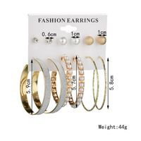 New Fashion Exaggerated Pearl Large Circle Earrings 6 Pairs Of Matte Diamond Earrings Set For Women main image 3