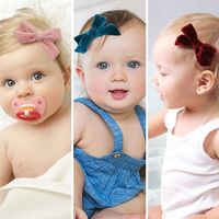 Samt Kinder Baby Bowknot Haarring Haarband Baby Niedlichen Kleinen Schmetterling Geburtstag Nahtloses Stirnband 2021 main image 4