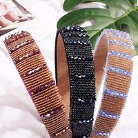 The New Korean Handmade Beaded Crystal Hairband Wide-edge Rice Beads Cheap Hairband Wholesale main image 1
