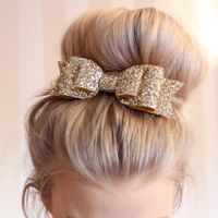 New Explosion Large Size Shiny Gold Glitter Bow Hairpin Ladies Spring Clip Children&#39;s Hair Accessories Wholesale main image 3