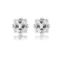 New Fashion Crown Diamond Copper Plated White Gold Four-claw Crystal Stud Earrings For Women Wholesale main image 1