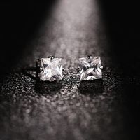 New Fashion Crown Diamond Copper Plated White Gold Four-claw Crystal Stud Earrings For Women Wholesale main image 3