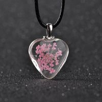 New Love Flower Pendant Necklace Heart Shaped Glass Dried Flower Colorful Specimen Acrylic Pendant Necklace main image 3