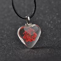 New Love Flower Pendant Necklace Heart Shaped Glass Dried Flower Colorful Specimen Acrylic Pendant Necklace main image 6