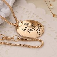 New Fashion Round Letter Tag Live The Life You Love Love Pendant Necklace Wholesale main image 5