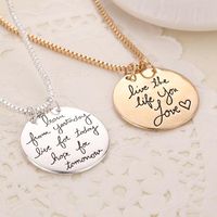 New Fashion Round Letter Tag Live The Life You Love Love Pendant Necklace Wholesale main image 6