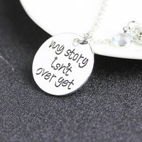 New Fashion Geometric Round Tag Necklace English My Story Isn&#39;t Over Yet Necklace Wholesale main image 3