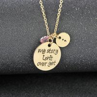 New Fashion Geometric Round Tag Necklace English My Story Isn&#39;t Over Yet Necklace Wholesale main image 6