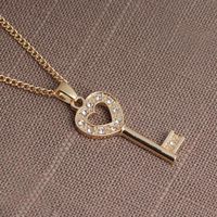 New Fashion Necklace Heart-shaped Key Love Diamond Pendant Necklace Wholesale main image 4