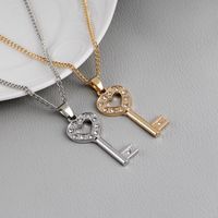 New Fashion Necklace Heart-shaped Key Love Diamond Pendant Necklace Wholesale main image 5