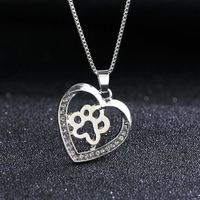 New Fashion Love Peach Heart Necklace Love Dog Paw Hollow Diamond Pendant Necklace Wholesale main image 3