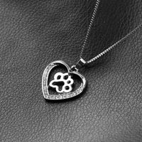New Fashion Love Peach Heart Necklace Love Dog Paw Hollow Diamond Pendant Necklace Wholesale main image 4