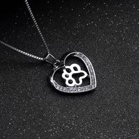 New Fashion Love Peach Heart Necklace Love Dog Paw Hollow Diamond Pendant Necklace Wholesale main image 5
