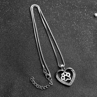 New Fashion Love Peach Heart Necklace Love Dog Paw Hollow Diamond Pendant Necklace Wholesale main image 6