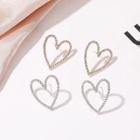 Simple Style Heart Plating Alloy Artificial Gemstones Earrings Ear Studs main image 3