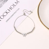 Korean New Fashion Literary Sweet Beaded Adjustable Micro-set Zircon Bow Bracelet main image 5