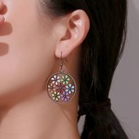 New Fashion Color Flower Earrings Vintage Palace Hollow Color Flower Earrings Wholesale main image 2