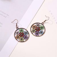 New Fashion Color Flower Earrings Vintage Palace Hollow Color Flower Earrings Wholesale main image 3