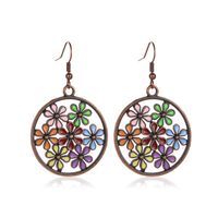 New Fashion Color Flower Earrings Vintage Palace Hollow Color Flower Earrings Wholesale main image 4