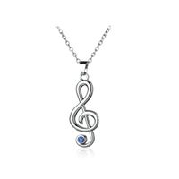 New Fashion Hollow Musical Note Pendant Necklace Music Symbol Diamond Pendant Necklace Wholesale main image 2