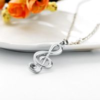 New Fashion Hollow Musical Note Pendant Necklace Music Symbol Diamond Pendant Necklace Wholesale main image 5