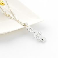 New Fashion Hollow Musical Note Pendant Necklace Music Symbol Diamond Pendant Necklace Wholesale main image 6