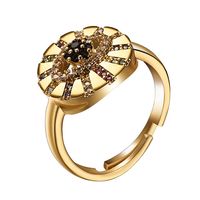 New Fashion Devil&#39;s Eye Micro-inserted Zircon Hollow Round Adjustable Ring Wholesale main image 2