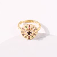 New Fashion Devil&#39;s Eye Micro-inserted Zircon Hollow Round Adjustable Ring Wholesale main image 3