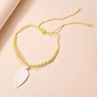 New Product Creative Ethnic Style Hand-knitted Rope Necklace Fashion Resin Maple Leaf Pendant Necklace Wholesale main image 4