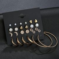 New 12 Pairs Of Stars And Moon Small 8-character Earrings And Earrings Combination Set sku image 1