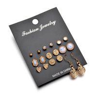 Nueva Moda Retro Turquesa Aretes Amor Rhinestone 9 Pares De Aretes Conjunto sku image 1