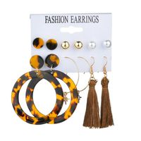 New Fashion Retro Tassel Large Circle Acrylic Earrings 6 Pairs Suit Wholesale sku image 1
