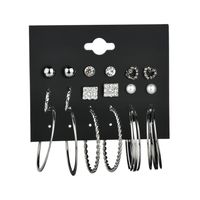 New Fashion Silver 9 Pairs / Set Of Earrings Circle Earrings Set For Women Wholesale sku image 1