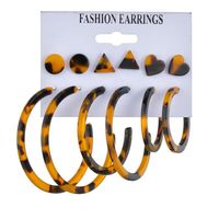 New Leopard Large C-shaped Earrings Triangle Peach Heart Geometric Stud Earrings Set For Women Wholesale sku image 1