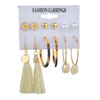 New Fashion Creative Natural Shell Earrings Bohemian Tassel Earrings Set For Women Wholesale sku image 1