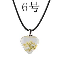 New Love Flower Pendant Necklace Heart Shaped Glass Dried Flower Colorful Specimen Acrylic Pendant Necklace sku image 5