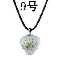 New Love Flower Pendant Necklace Heart Shaped Glass Dried Flower Colorful Specimen Acrylic Pendant Necklace sku image 8