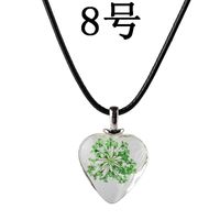 New Love Flower Pendant Necklace Heart Shaped Glass Dried Flower Colorful Specimen Acrylic Pendant Necklace sku image 7