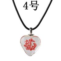New Love Flower Pendant Necklace Heart Shaped Glass Dried Flower Colorful Specimen Acrylic Pendant Necklace sku image 4