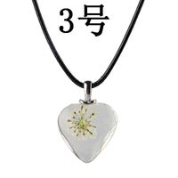 New Love Flower Pendant Necklace Heart Shaped Glass Dried Flower Colorful Specimen Acrylic Pendant Necklace sku image 3