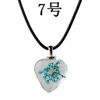 New Love Flower Pendant Necklace Heart Shaped Glass Dried Flower Colorful Specimen Acrylic Pendant Necklace sku image 6